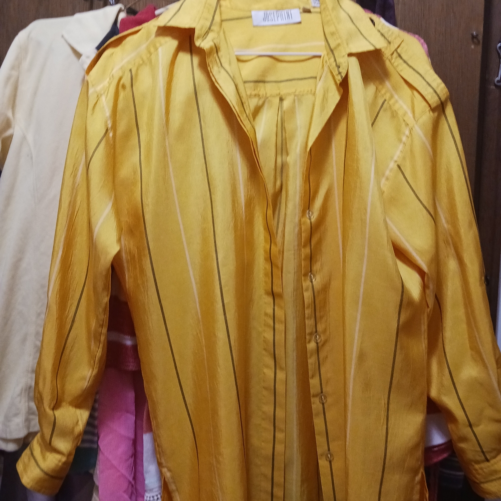 Josephine Chaus Yellow Striped Long Sleeve Top